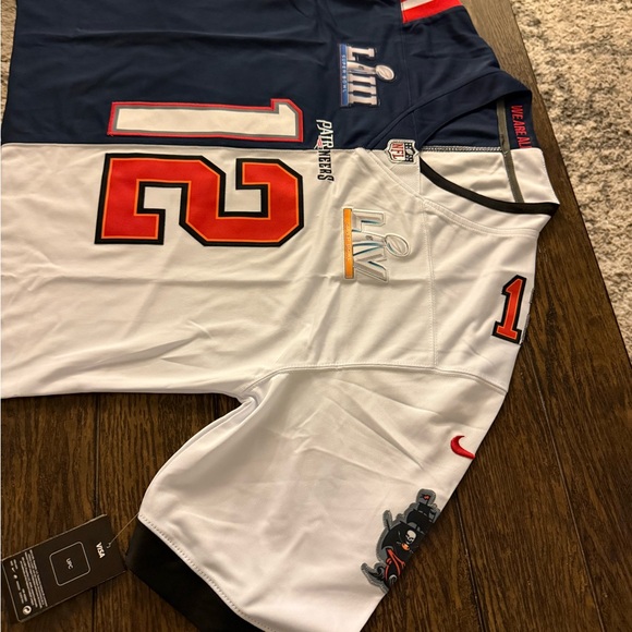 Tom Brady 12 Patriots/Buccaneers Split Jersey Super Bowl - Picture 5 of 9